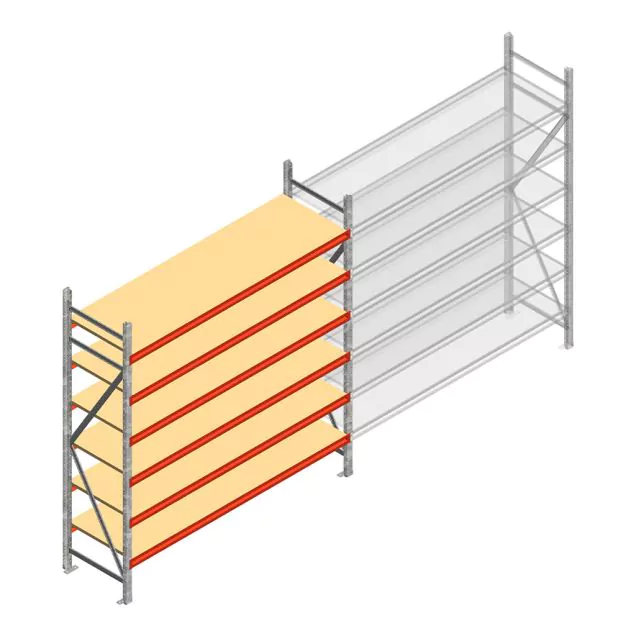Weitspannregal AR 2000x2250x600 mm (hxbxt) 6 Ebenen verzinkt Anfangsregal