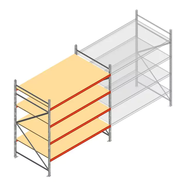 AR Weitspannregal 2000x2250x1200 mm (hxbxt) 4 Ebenen verzinkt Anfangsregal mit vormontierten Rahmen