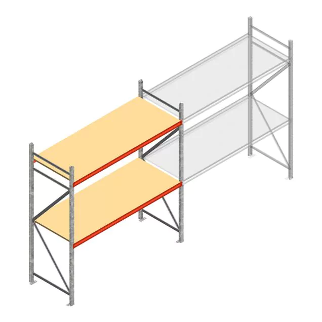 Weitspannregal AR 2500x2250x900 mm (hxbxt) 2 Ebenen verzinkt Anfangsregal mit vormontierten Rahmen