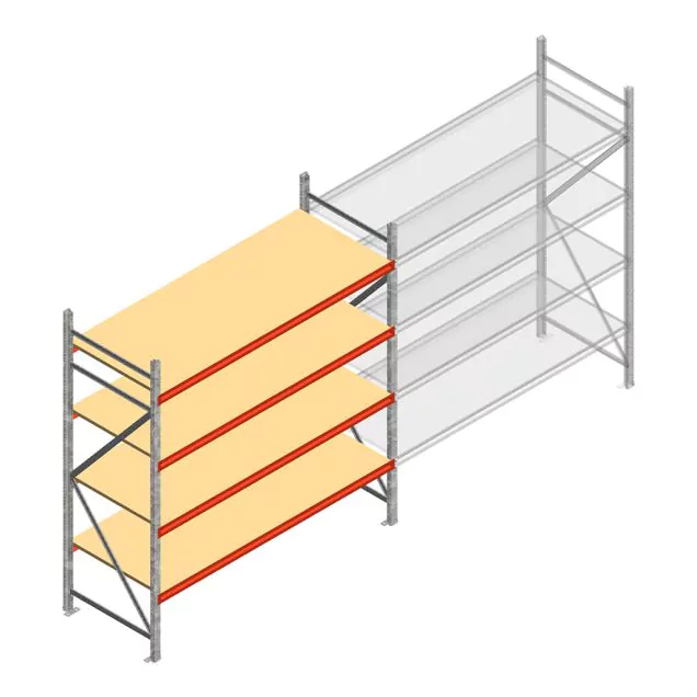 Weitspannregal AR 2500x2250x900 mm (hxbxt) 4 Ebenen verzinkt Anfangsregal mit vormontierten Rahmen