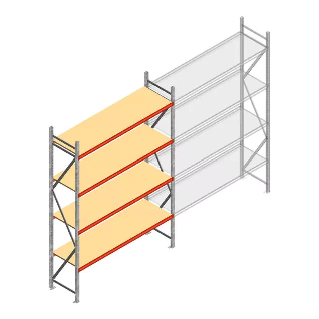 Weitspannregal AR 3000x2250x600 mm (hxbxt) 4 Ebenen verzinkt Anfangsregal