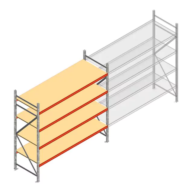 Weitspannregal AR 2000x2700x800 mm (hxbxt) 4 Ebenen verzinkt Anfangsregal mit vormontierten Rahmen