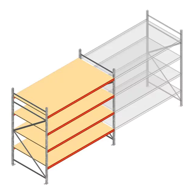 Weitspannregal AR 2000x2700x1200 mm (hxbxt) 4 Ebenen verzinkt Anfangsregal