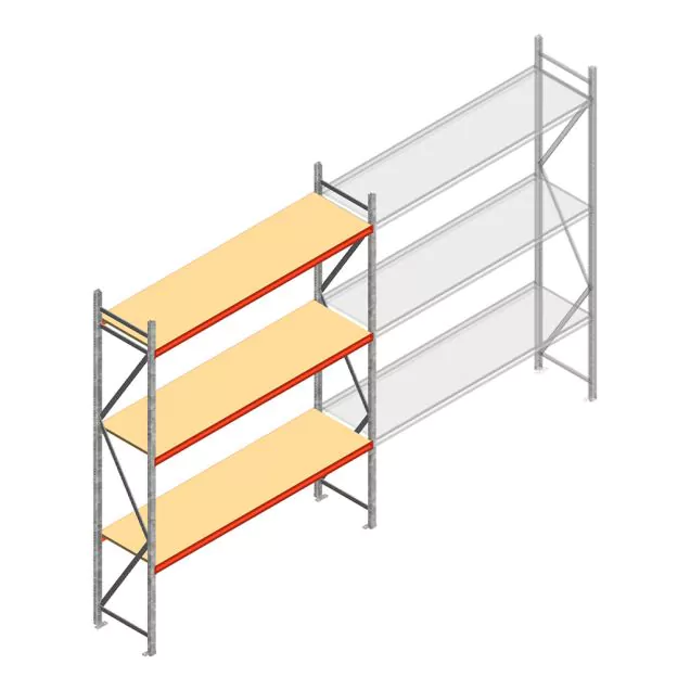 Weitspannregal AR 3000x2700x600 mm (hxbxt) 3 Ebenen verzinkt Anfangsregal mit vormontierten Rahmen