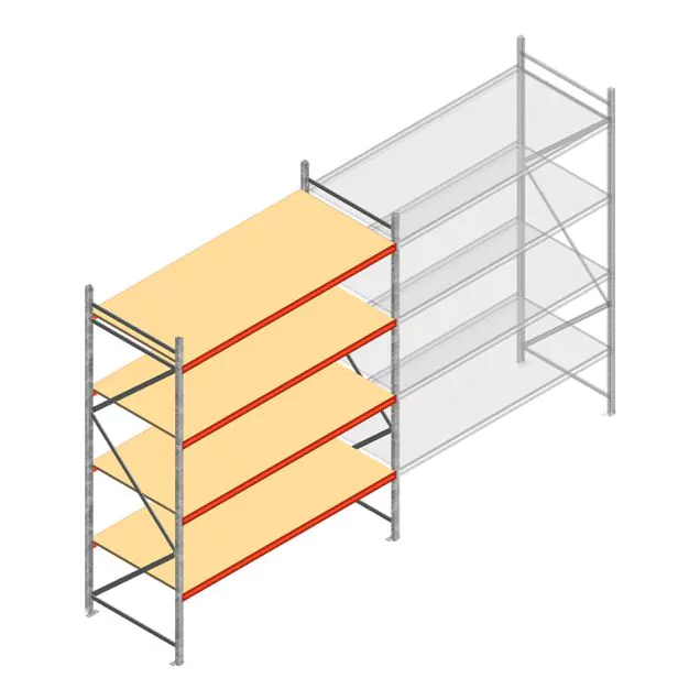 Weitspannregal AR 3000x2700x1000 mm (hxbxt) 4 Ebenen verzinkt Anfangsregal