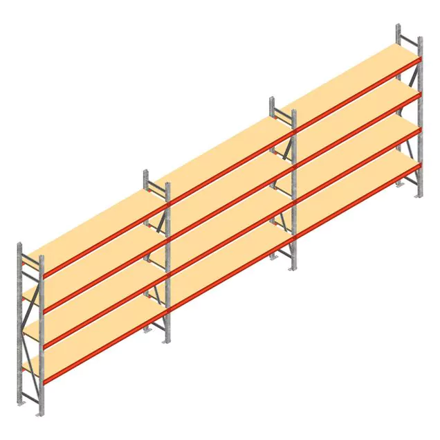 Vorteilsreihe Weitspannregal AR 2000x5750x400 mm (hxbxt) 4 Ebenen mit vormontierten Rahmen