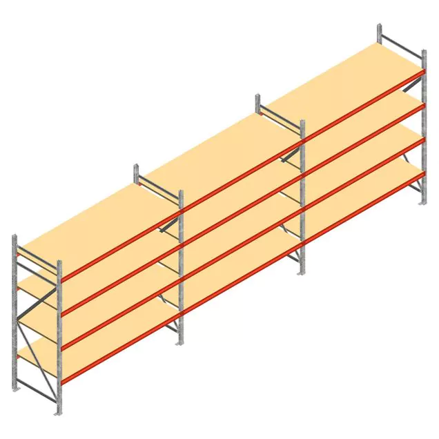 Vorteilsreihe Weitspannregal AR 2000x5030x800 mm (hxbxt) 4 Ebenen mit vormontierten Rahmen