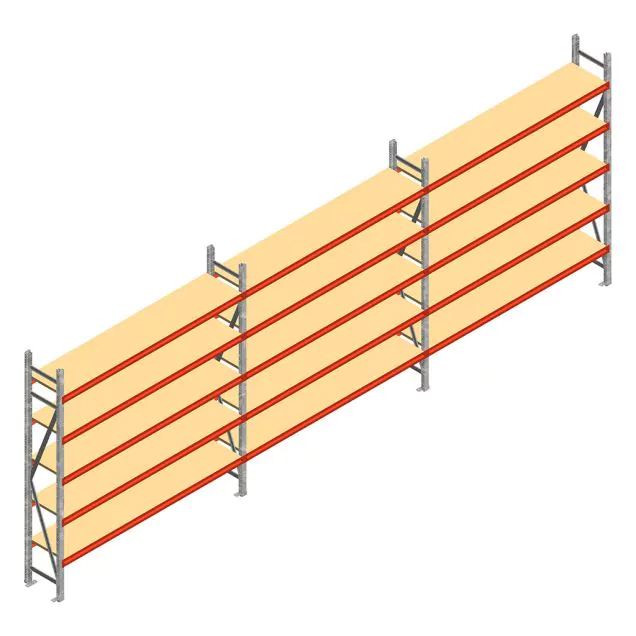 Vorteilsreihe Weitspannregal AR 3000x6230x500 mm (hxbxt) 5 Ebenen mit vormontierten Rahmen