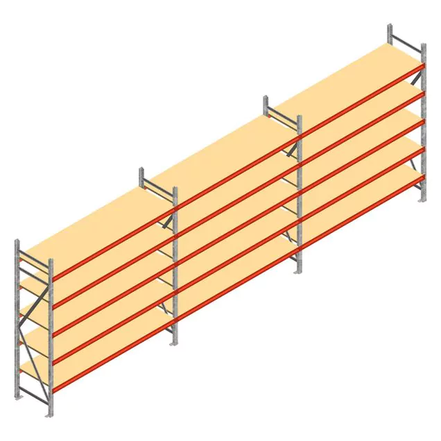 Vorteilsreihe Weitspannregal AR 3000x6230x600 mm (hxbxt) 5 Ebenen mit vormontierten Rahmen