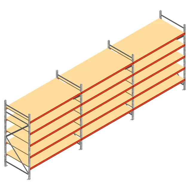 Vorteilsreihe Weitspannregal AR 3000x6230x1000 mm (hxbxt) 5 Ebenen mit vormontierten Rahmen