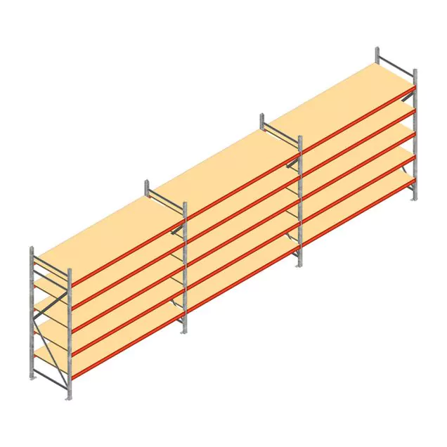 Vorteilsreihe Weitspannregal AR 3000x6950x800 mm (hxbxt) 5 Ebenen mit vormontierten Rahmen