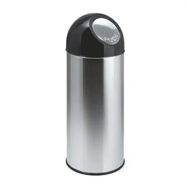 Abfallbehälter mit Pushdeckel 55 Liter RVS-Look schwarz