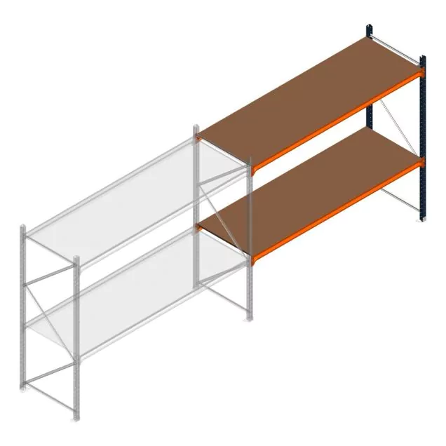 Weitspannregal Kimer 2000x2400x800 mm (hxbxt) 2 Ebenen Anbauregal mit vormontierten Rahmen
