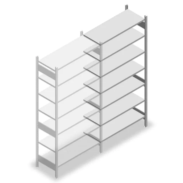 Fachbodenregal Heavy Duty 2500x1300x500mm (hxbxt) 7 Ebenen 150 kg Anbauregal