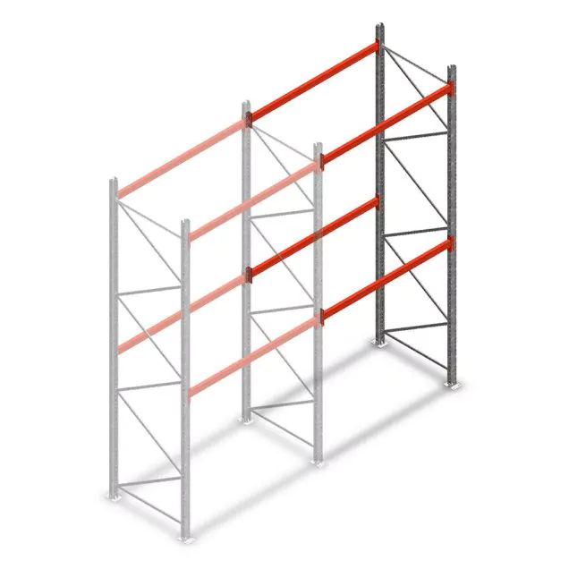 Palettenregal AR T2 4500x1850x1100mm (hxbxt) 2 Ebenen 2530kg/eb. Anbauregal