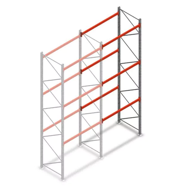 Palettenregal AR T2 4500x1850x1100mm (hxbxt) 3 Ebenen 2530kg/Ebene Anbauregal