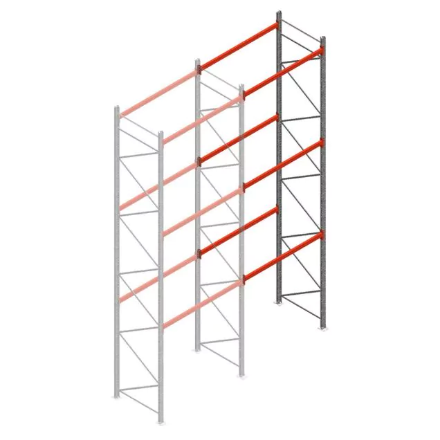 Palettenregal AR T2 6000x1850x1100mm (hxbxt) 3 Ebenen 2530kg/Ebene Anbauregal