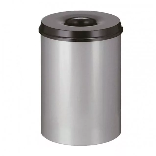Flammenlöschender Papierkorb 30 Liter aluminiumgrau-schwarz