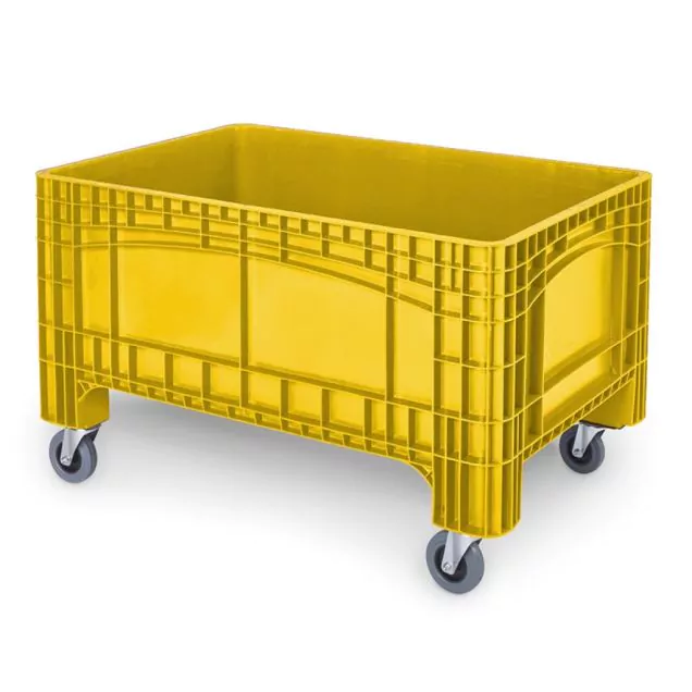 Bewegliche Palettenbox im Europalettenformat 1200x800x730 mm (LxBxH) gelb