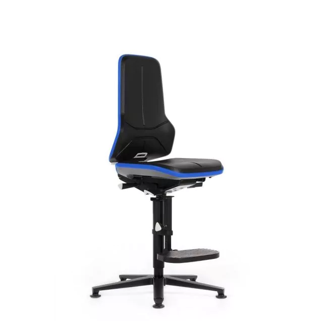 Bimos Arbeitsstuhl Neon mit Gleitern und Fußstütze Blau
