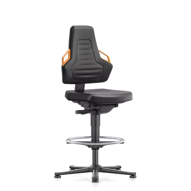 Bimos Arbeitsstuhl Nexxit mit Gleitern und Fußring in Orange