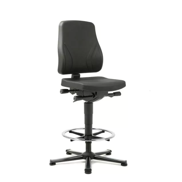 Bimos Arbeitsstuhl All-in-One mit Gleitern und Fußring Schwarz
