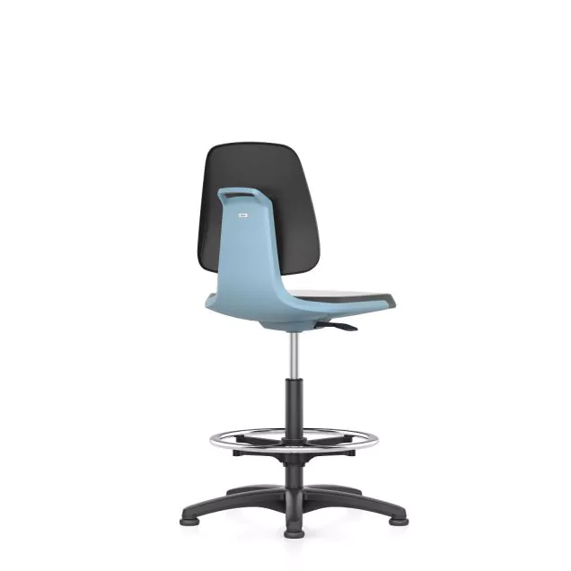 Bimos Arbeitsstuhl Labsit mit Gleitern und Fußring Blau