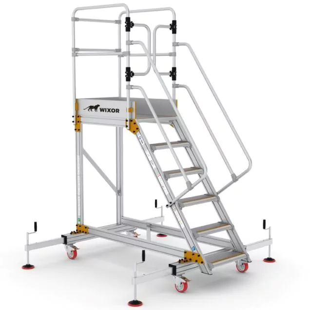 Plattformtreppe Wixor mit Stabilisator 6 Stufen