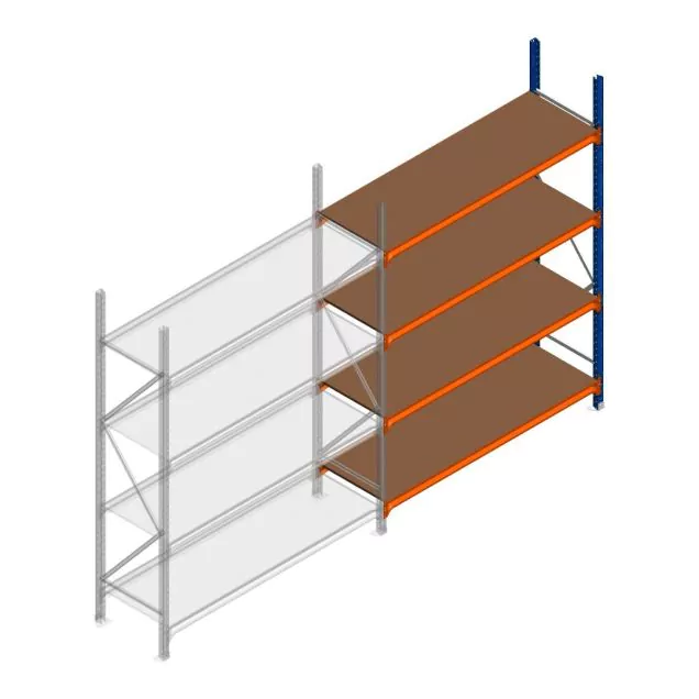 Weitspannregal Kimer 2250x1500x600 mm (hxbxt) 4 Ebenen Anbauregal mit vormontierten Rahmen