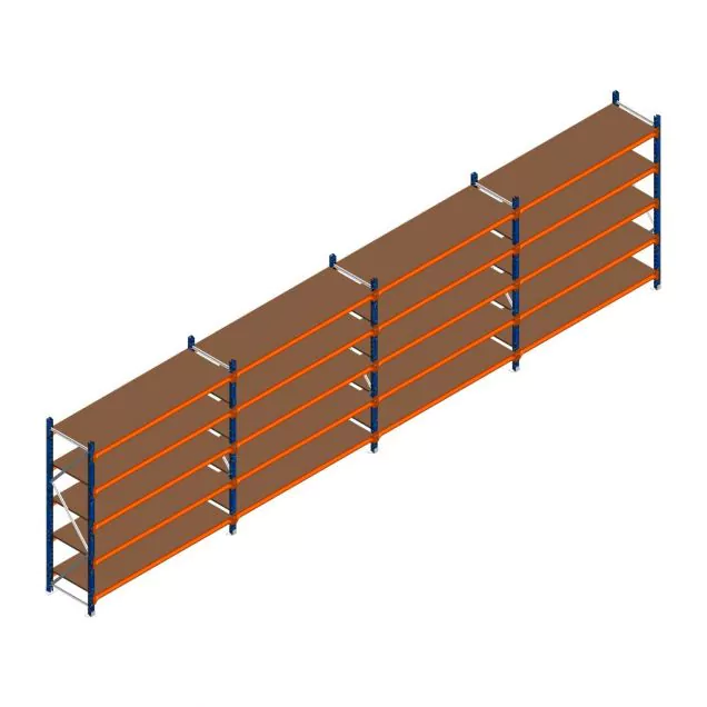 Vorteilsreihe Weitspannregal Kimer 1750x6250x600 mm (hxbxt) 5 Ebenen mit vormontierten Rahmen