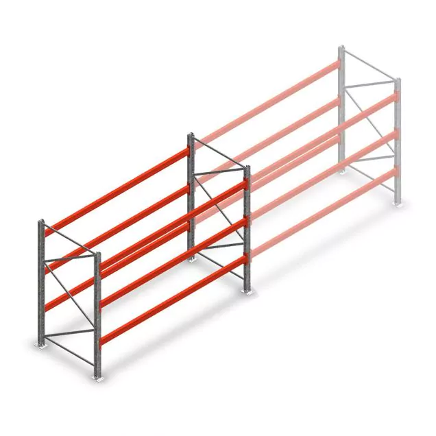 Palettenregal AR T2 2000x2700x1100mm (hxbxt) 3 Ebenen 2844kg/eb. Anfangsregal mit vormontierten Rahmen