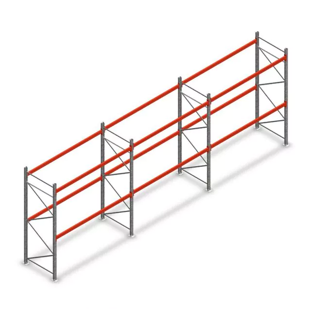Vorteilsreihe Palettenregal AR T2 2500x8420x1100mm (hxbxt) 2 Ebenen 3636kg/Eb mit vormontierten Rahmen