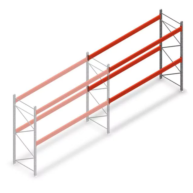 Palettenregal AR T2 2500x3300x1100mm (hxbxt) 2 Ebenen 2415kg/eben Anbauregal mit vormontierten Rahmen