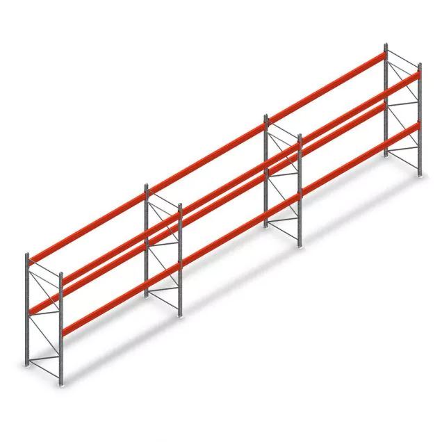 Vorteilsreihe Palettenregal AR T2 2500x11120x1100mm (hxbxt) 2 Ebenen 2252kg/Ebene mit vormontierten Rahmen