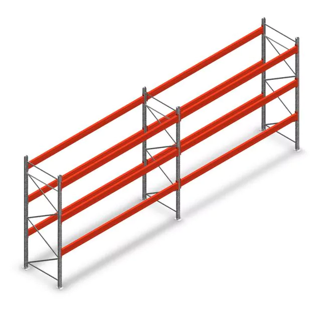 Kombiangebot Palettenregal AR T2 3000x7440x1100 mm (hxbxt) 3 Ebenen 3004kg/Eb mit vormontierten Rahmen