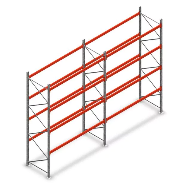 Kombiangebot Palettenregal AR T2 4000x5640x1100 mm (hxbxt) 4 Ebenen 1820kg/eben mit vormontierten Rahmen