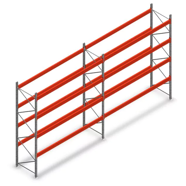 Kombiangebot Palettenregal AR T2 4000x7440x1100 mm (hxbxt) 4 Ebenen 3004kg/Ebene mit vormontierten Rahmen