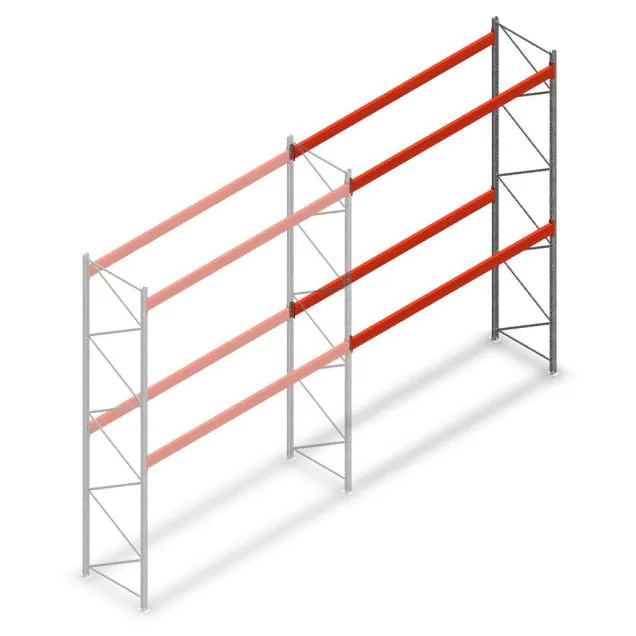 Palettenregal AR T2 4500x3300x1100mm (hxbxt) 2 Ebenen 2415kg/Ebene Anbauregal
