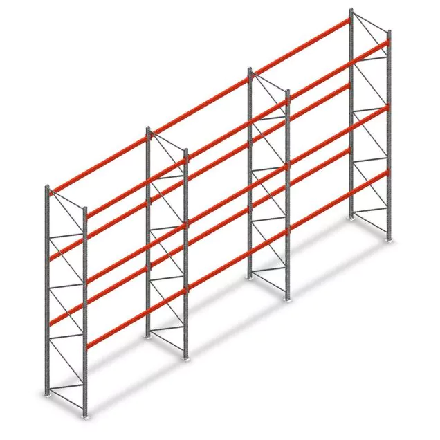 Vorteilsreihe Palettenregal AR T2 5000x8420x1100mm (hxbxt) 3 Ebenen 3636kg/ebene mit vormontierten Rahmen