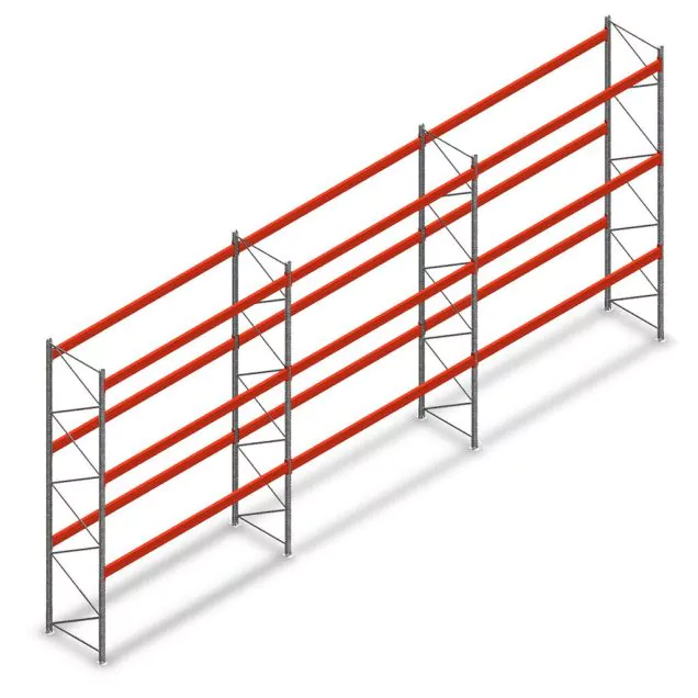 Vorteilsreihe Palettenregal AR T2 5000x11120x1100mm (hxbxt) 3 Ebenen 3004kg/Ebene mit vormontierten Rahmen