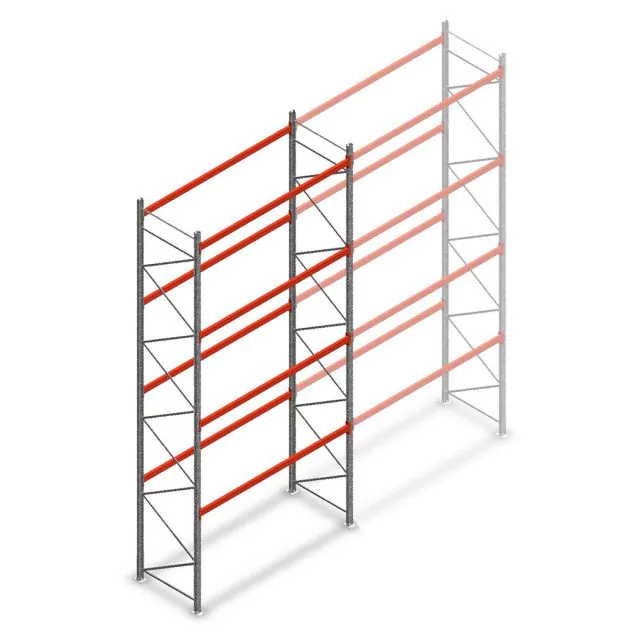 Palettenregal AR T2 6000x2700x1100mm (hxbxt) 4 Ebenen 1820kg/Ebene Anfangsregal mit vormontierten Rahmen