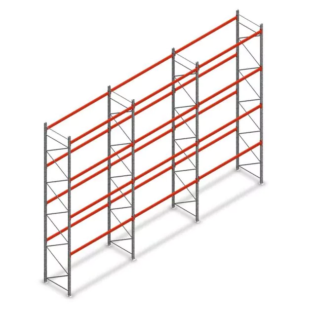 Vorteilsreihe Palettenregal AR T2 6000x8500x1100mm (hxbxt) 4 Ebenen 3636kg/Ebene mit vormontierten Rahmen