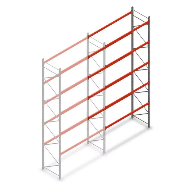 Palettenregal AR T2 6000x2700x1100mm (hxbxt) 5 Ebenen 2844kg/Ebene Anbauregal
