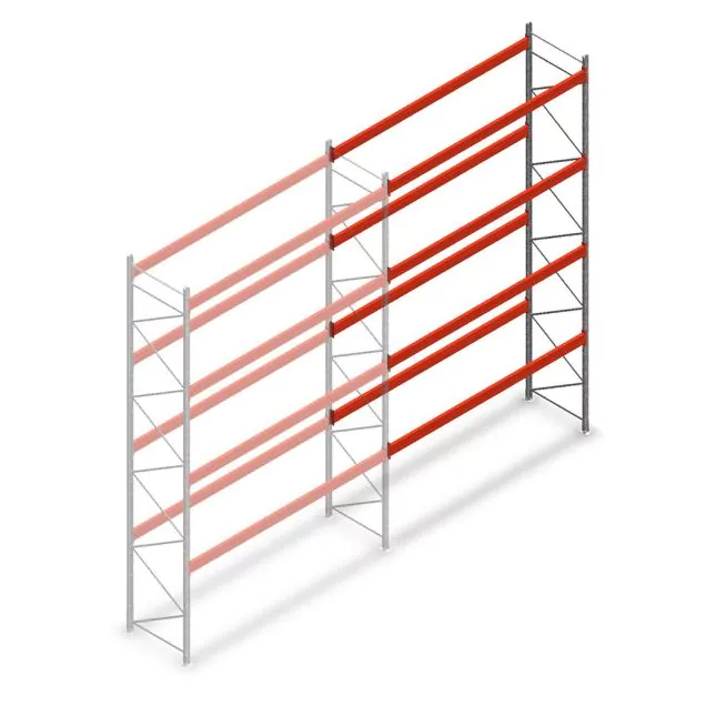Palettenregal AR T2 6000x3300x1100mm (hxbxt) 4 Ebenen 2415kg/eb. Anbauregal