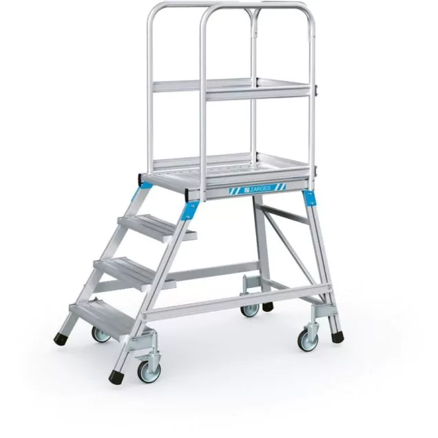 Fahrbare Plattformleiter Zarges Aluminium einzeln 4 Stufen 960 mm