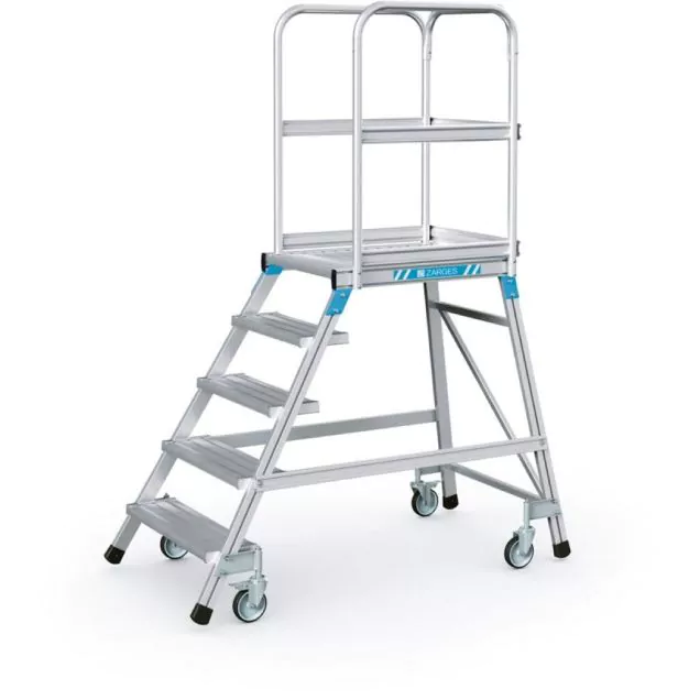 Fahrbare Plattformleiter Zarges Aluminium einzeln 5 Stufen 1200 mm
