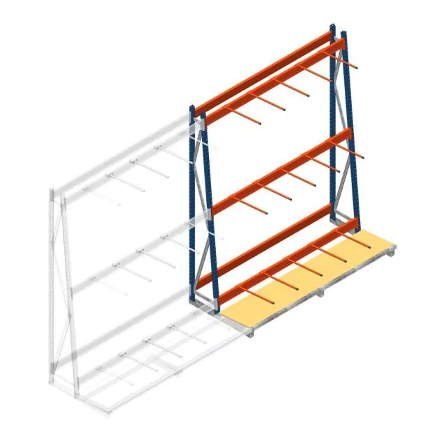 Regal für vertikale Lagerung AR einseitig 2500x1850x900 mm (hxbxt) blau 3 Ebenen Anbauregal