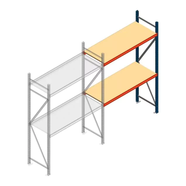 Weitspannregal AR 2000x1610x600 mm (hxbxt) 2 Ebenen blau Anbauregal