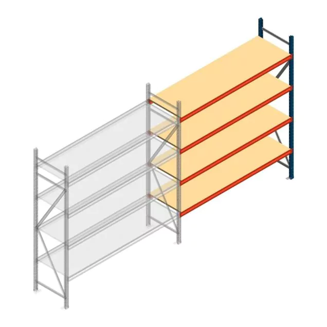 Weitspannregal AR 2000x2250x600 mm (hxbxt) 4 Ebenen blau Anbauregal