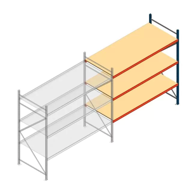 Weitspannregal AR 2000x2700x1000 mm (hxbxt) 3 Ebenen blau Anbauregal